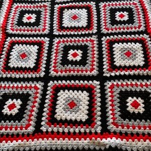 New Handmade Crocket Afghan Blanket Throw Red
